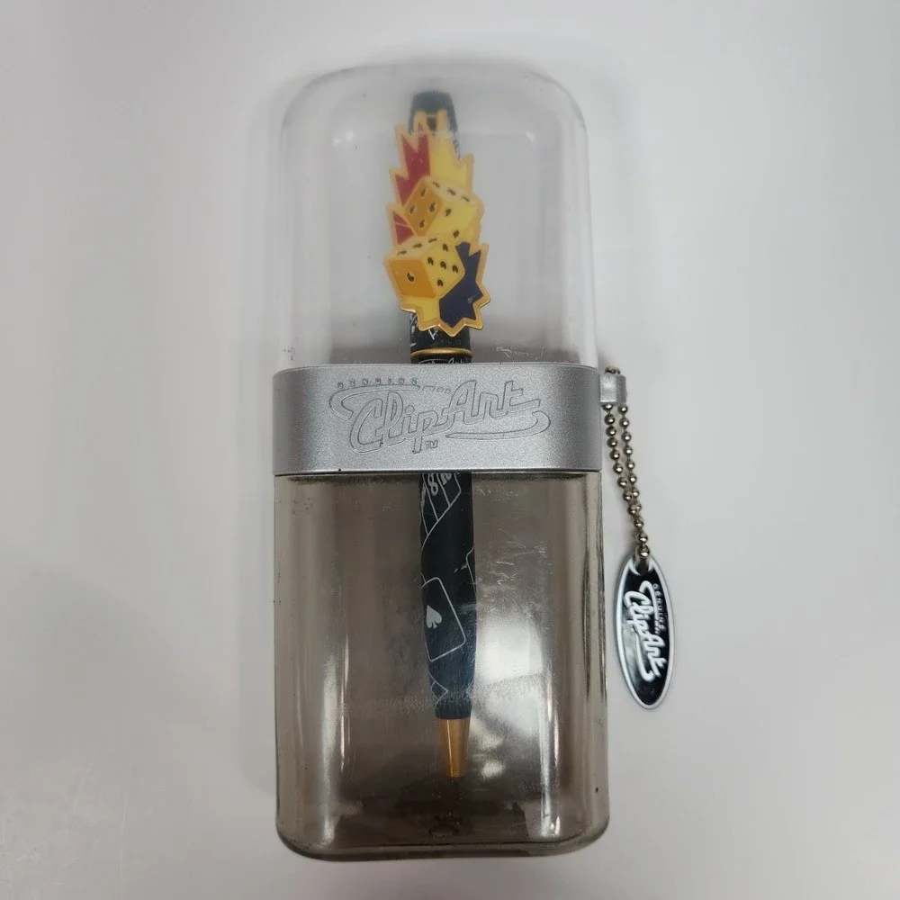 Clip Art Brand Ball Pen Dice Gambling Graphics Collectible In Case & Tag
